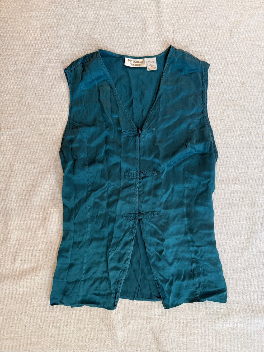 Victoria's Secret Dark Teal V-Neck Silk Camisole